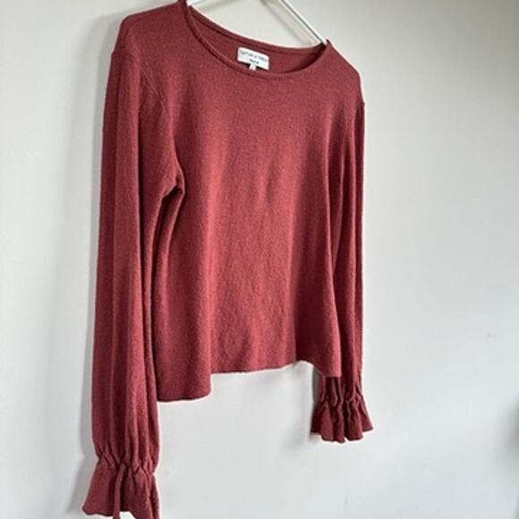 Texture & Thread Madewell Ruffle Ruffle-Cuff Top Boat Neck Long Sleeve SMALL - Picture 11 of 12